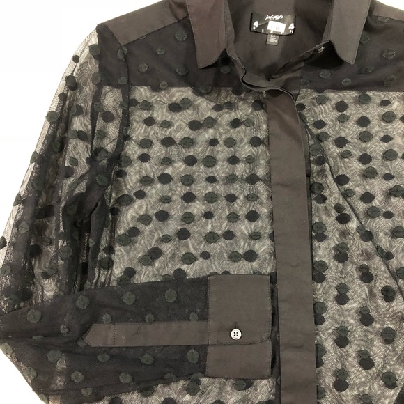 Lord & Taylor Black Sheer Dress Dotted Blouse S/P - Picture 4 of 5